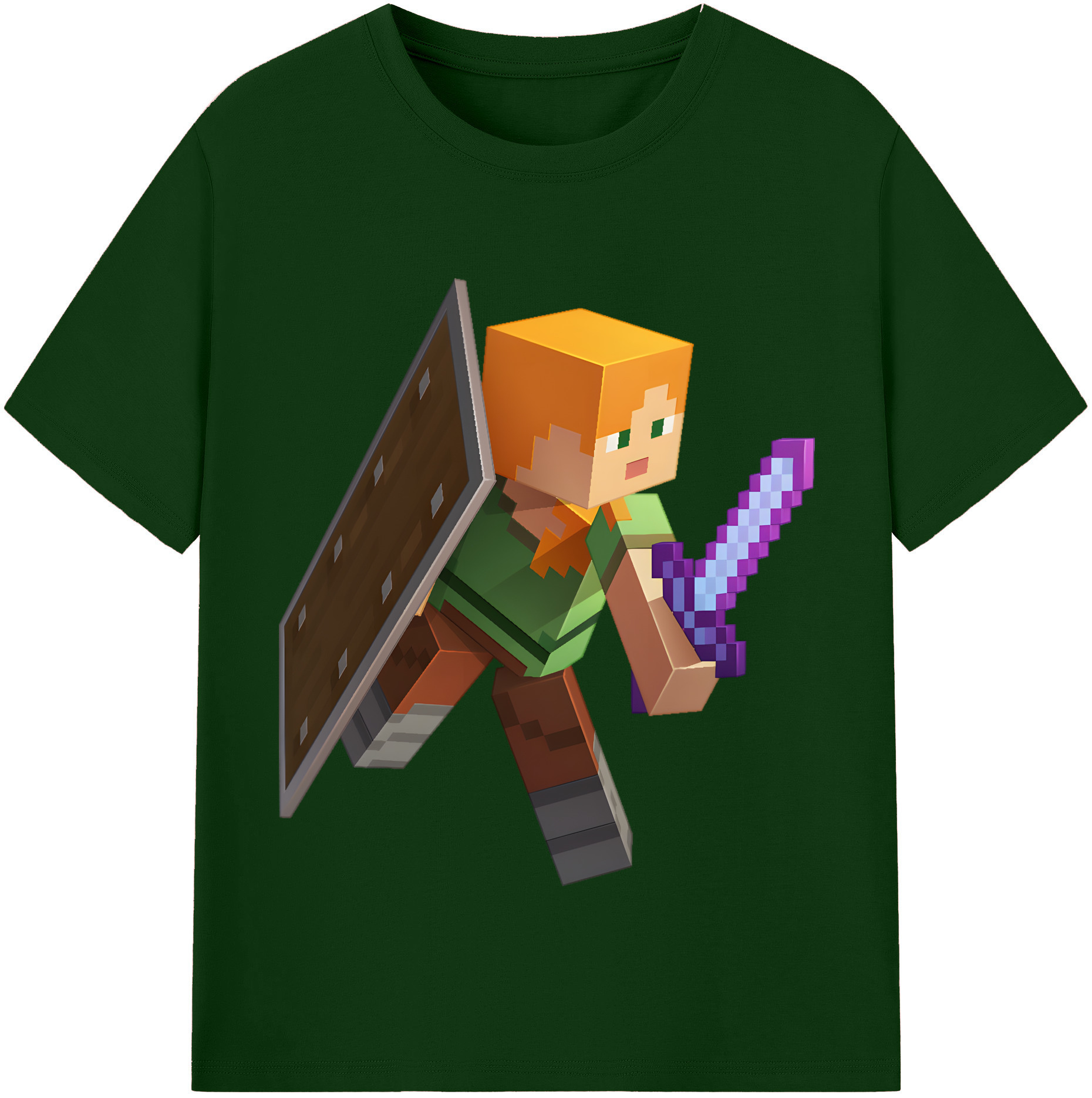 （画像用） マインクラフト ブロックの世界 Minecraft MC Block world 綿100％半袖Tシャツ（フロントプリント）